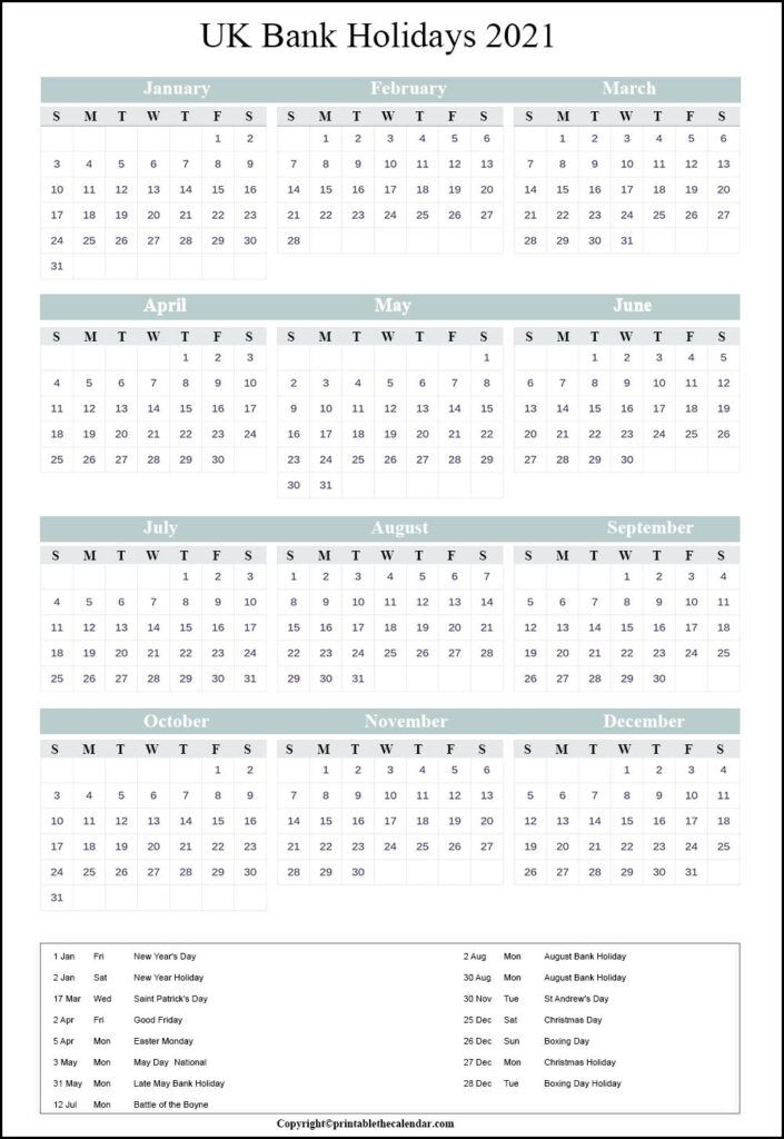 2021 Bank Holidays In Uk / Excel Calendar 2020 Uk 16