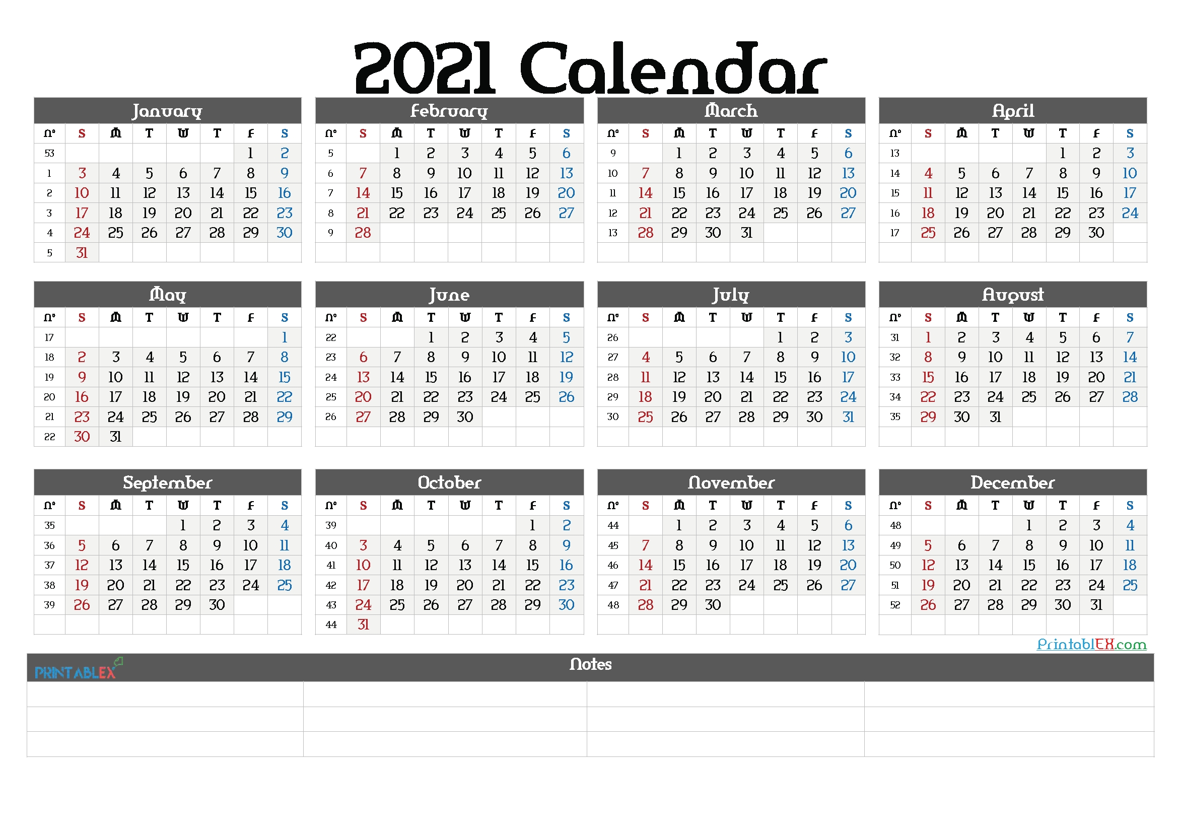 2021 By Week Calendar | Printable March