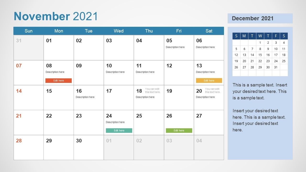 2021 Calendar Template November Powerpoint - Slidemodel