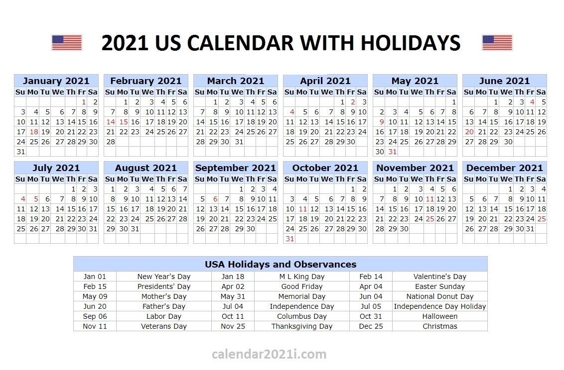 2021 Calendar With Bank Holidays - Example Calendar Printable