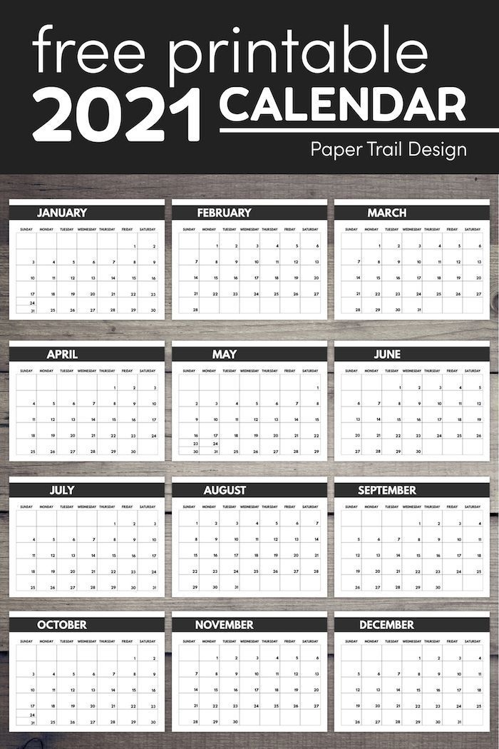 2021 Free Monthly Calendar Templates | Paper Trail Design