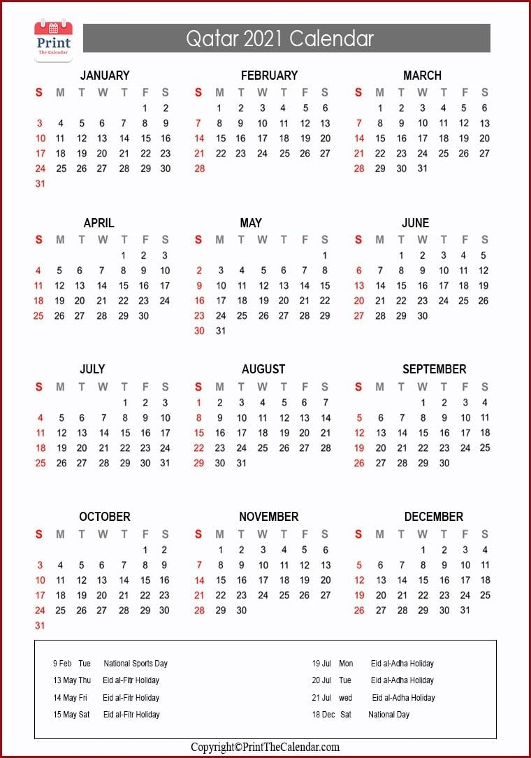 2021 Holiday Calendar Qatar | Qatar 2021 Holidays