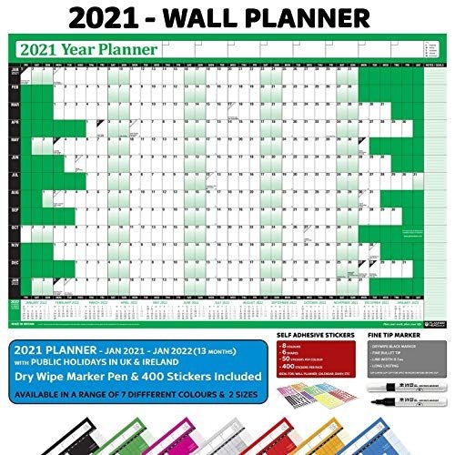 2021 Laminated Yearly Annual Office Home Wall Planner