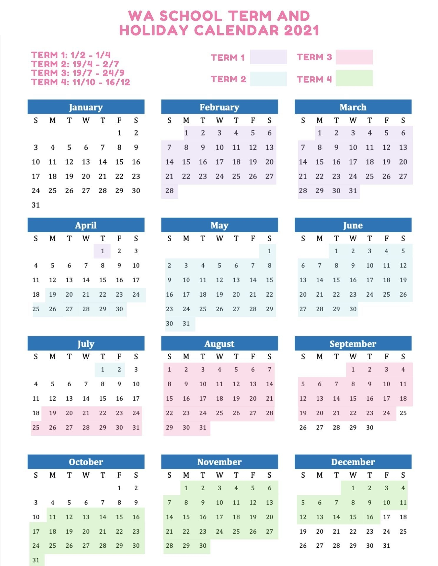 2021 School Holidays And Term Dates Australia