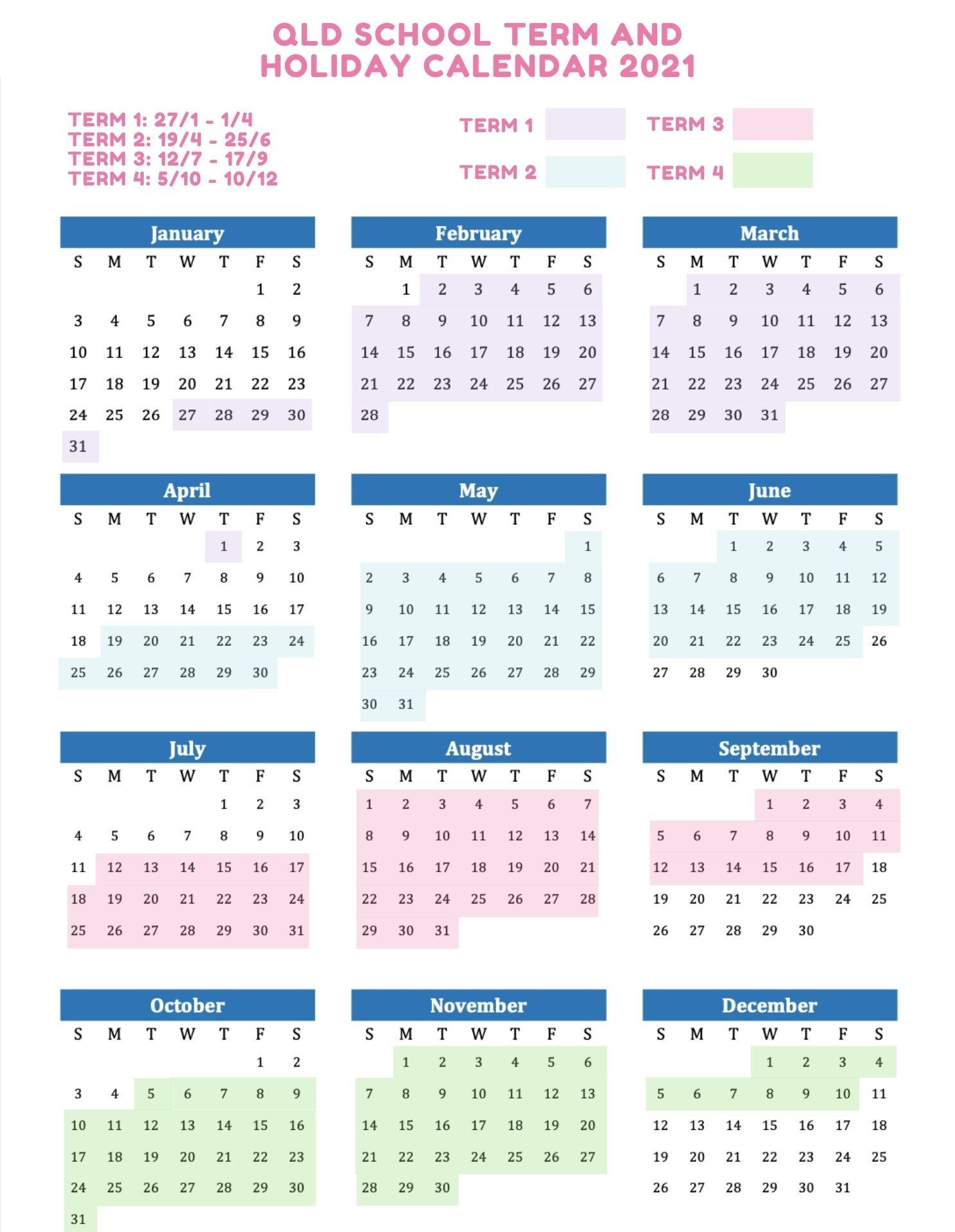 2021 School Holidays And Term Dates Australia