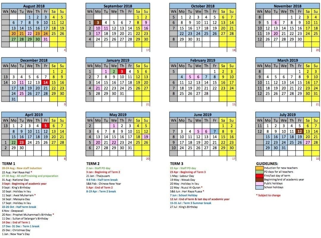 2021 School Holidays In Malaysia | Calendar Template Printable