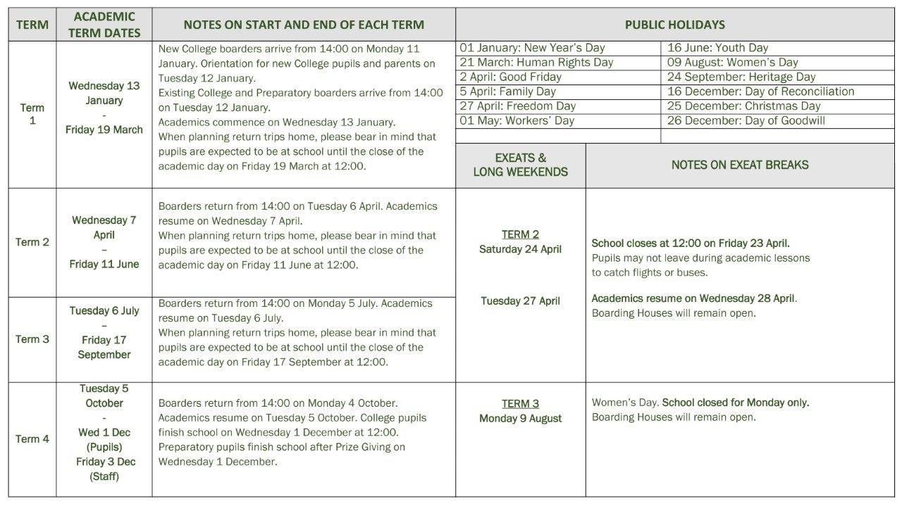 2021 Schools Calendar (Public And Independant) | South