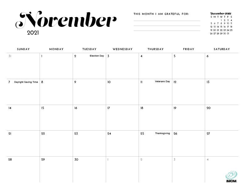 2021 Simple Printable Calendar For Moms - Imom