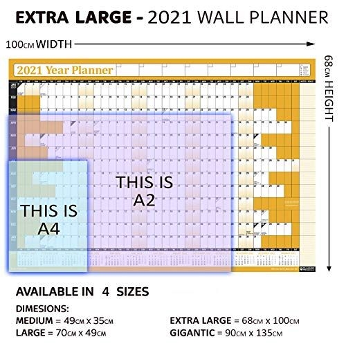 2021 Yearly Annual Office Home Wall Planner Calendar Chart