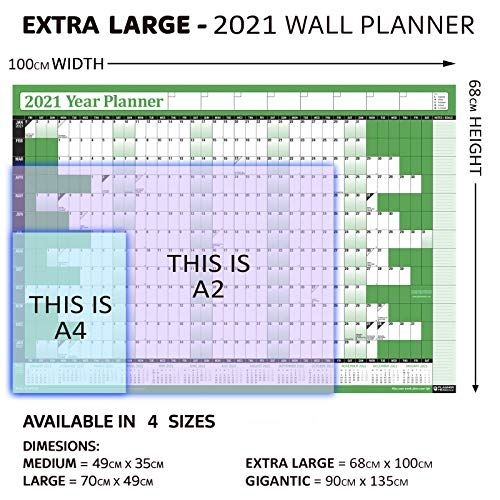 2021 Yearly Annual Office Home Wall Planner Calendar Chart