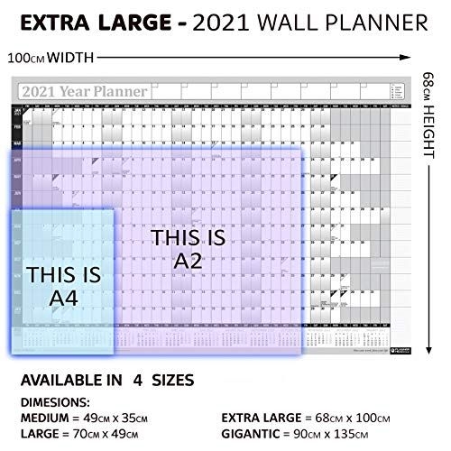 2021 Yearly Annual Office Home Wall Planner Calendar Chart