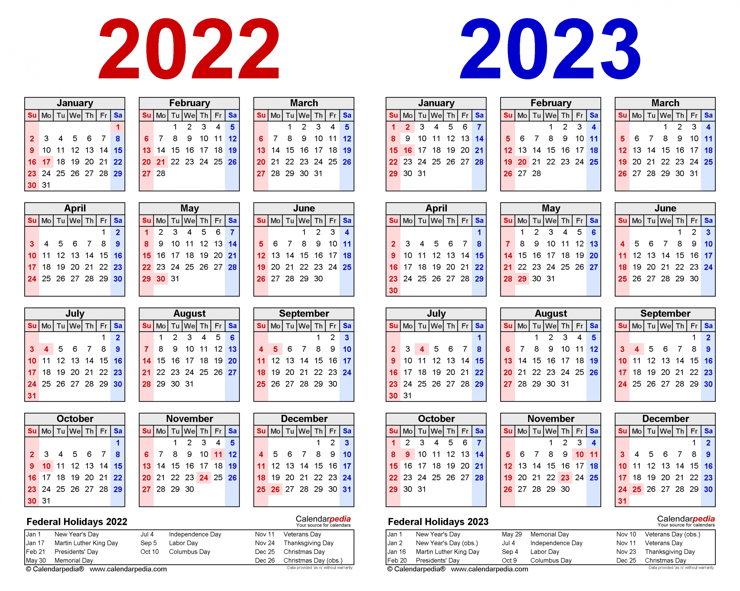 Free 2 Year Calendar 2022 And 2023