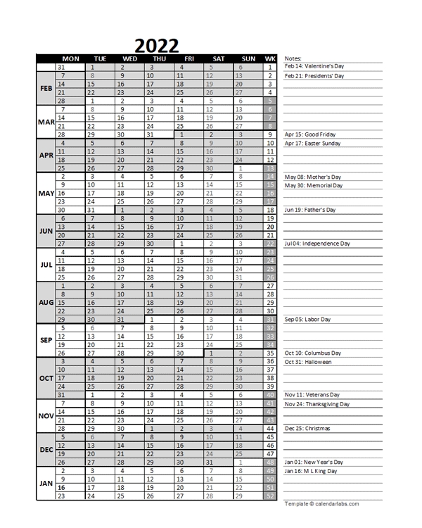 2022 Accounting-Month-End-Close-Calendar - Free Printable