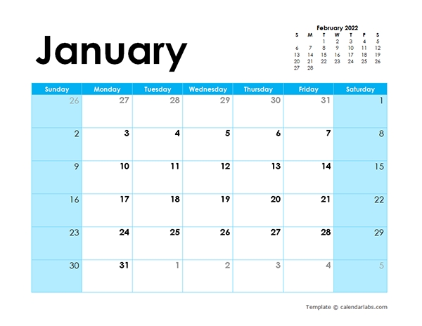 2022 Blank Calendar Colorful Design - Free Printable Templates
