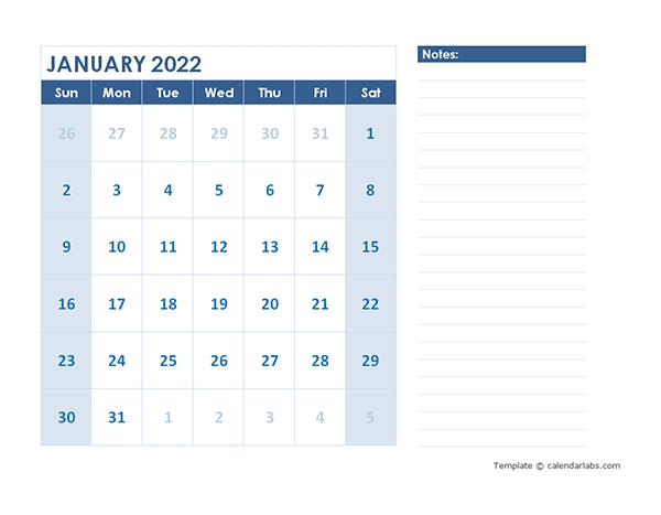 2022 Blank Printable Calendar - Free Printable Templates