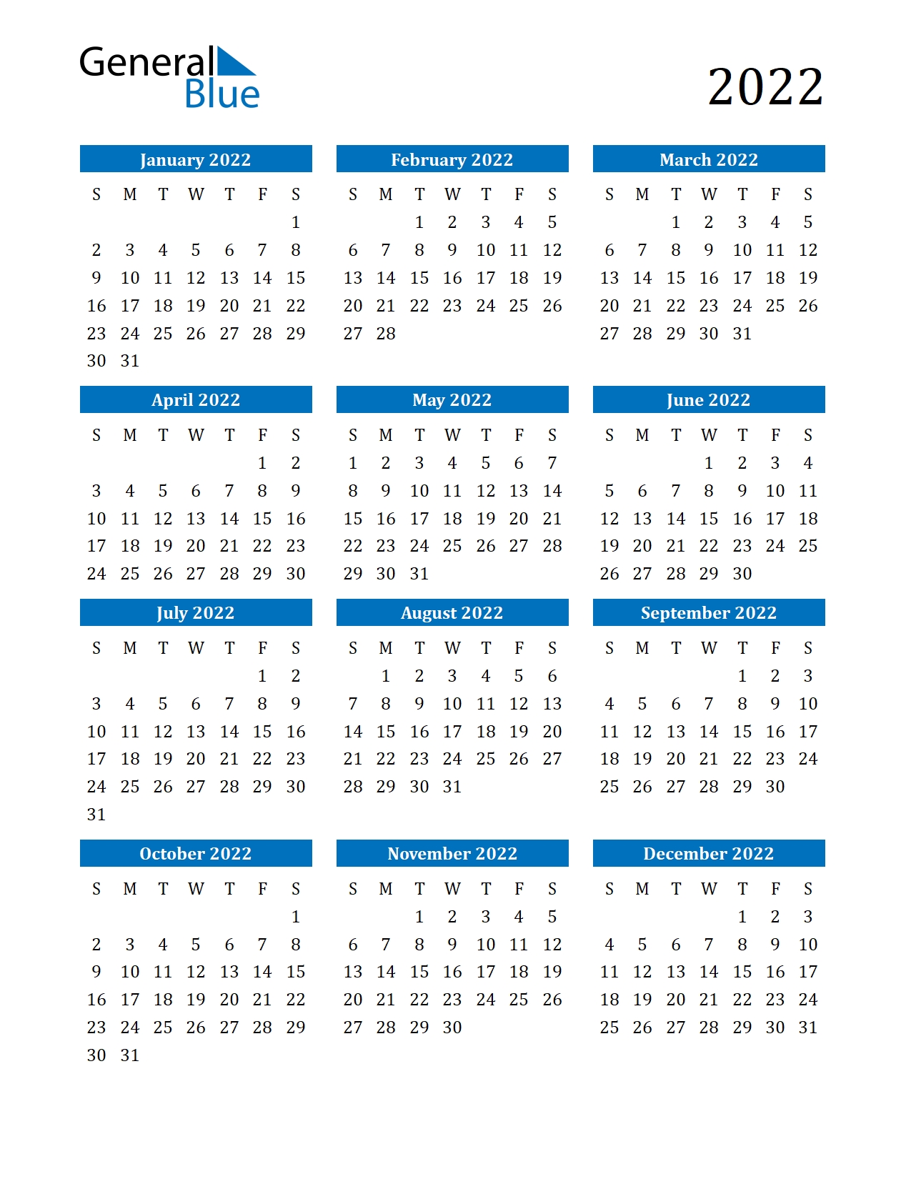 2022 Calendar (Pdf, Word, Excel)