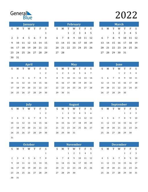 2022 Calendar (Pdf, Word, Excel)