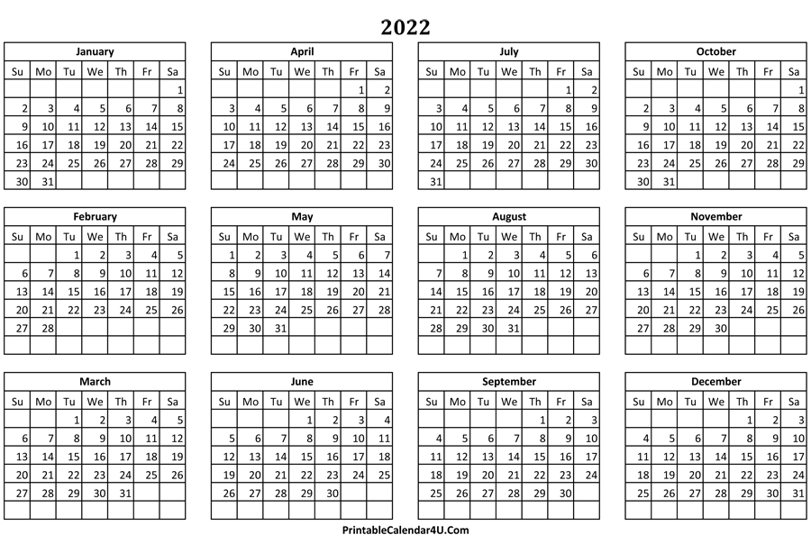 2022 Calendar Printable