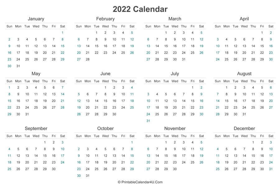 Perfect Calendar 2022 Printable Uk