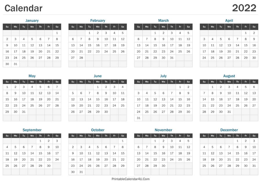 2022 Calendar Printable