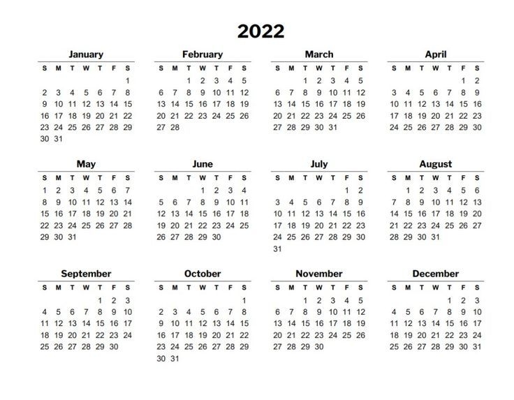 2022 Calendar Template | Free Calendar Template, Calendar