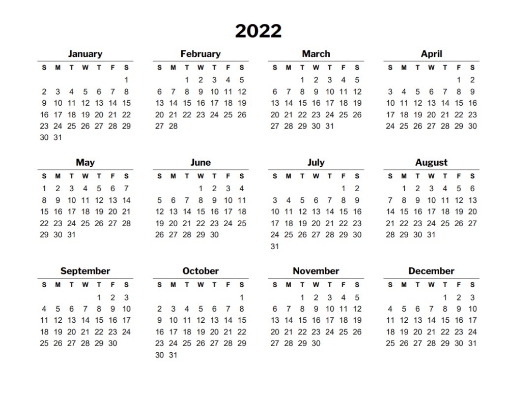 2022 Calendar Template In 2020 | Calendar Template, Excel