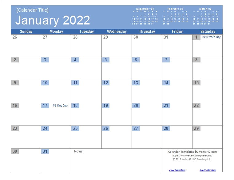 2022 Calendar Templates And Images