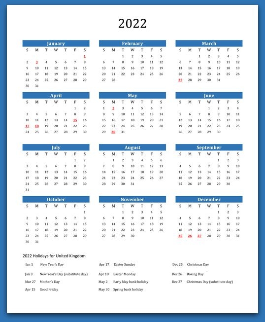 2022 Calendar With Holidays, Festivals | Calendar 2022