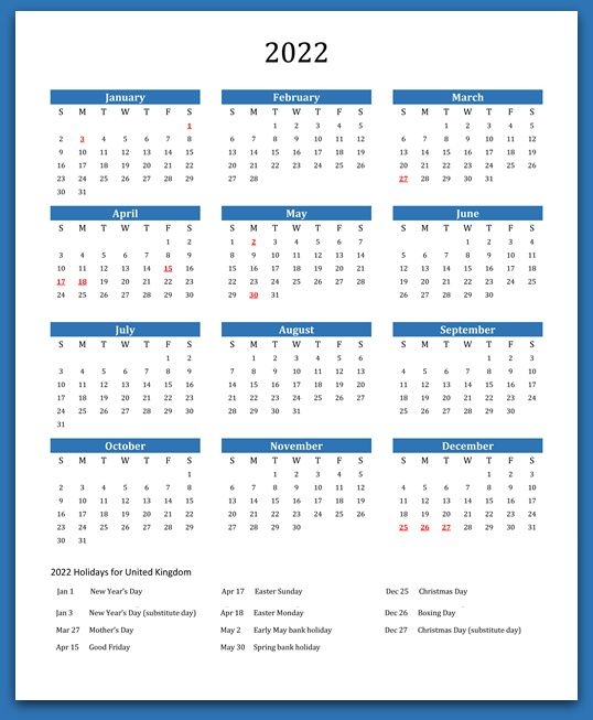 how to bank holidays for 2022 get your calendar printable