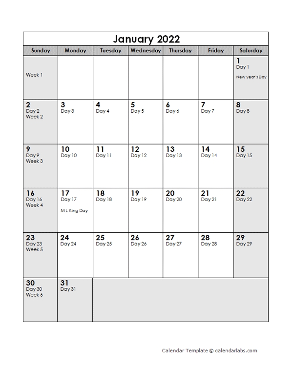 2022 Calendar With Julian Dates - Free Printable Templates