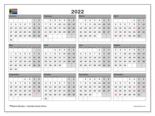 2022 Calendars &quot;Public Holidays&quot; - Michel Zbinden En