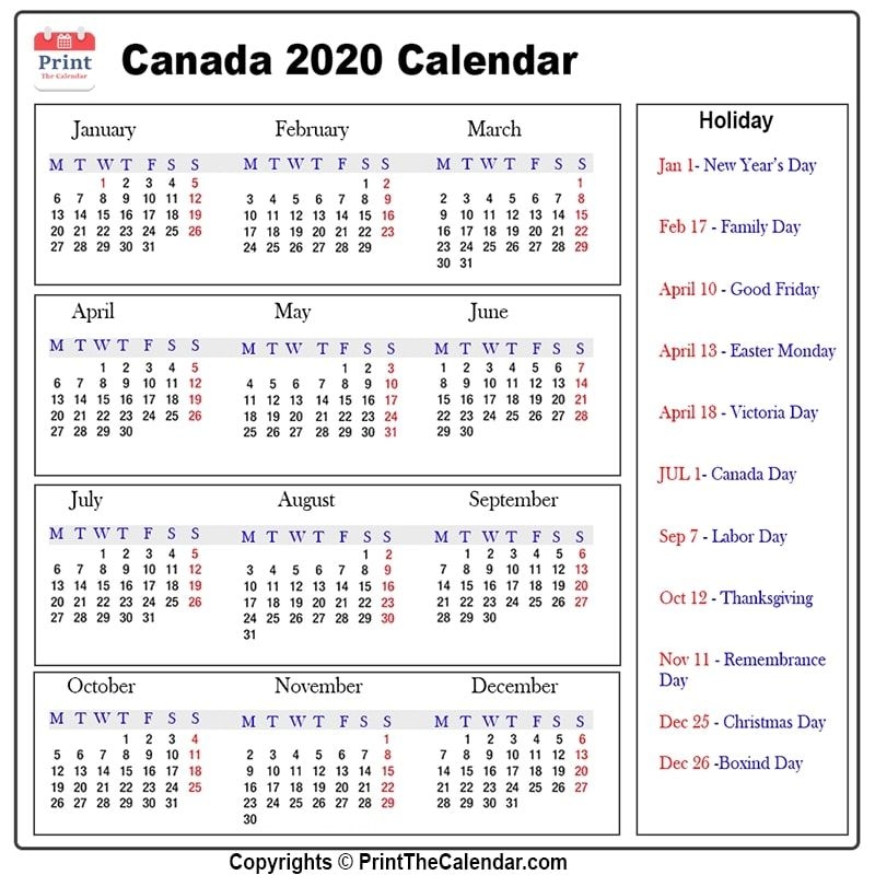 2022 Holidays In Canada - Nexta