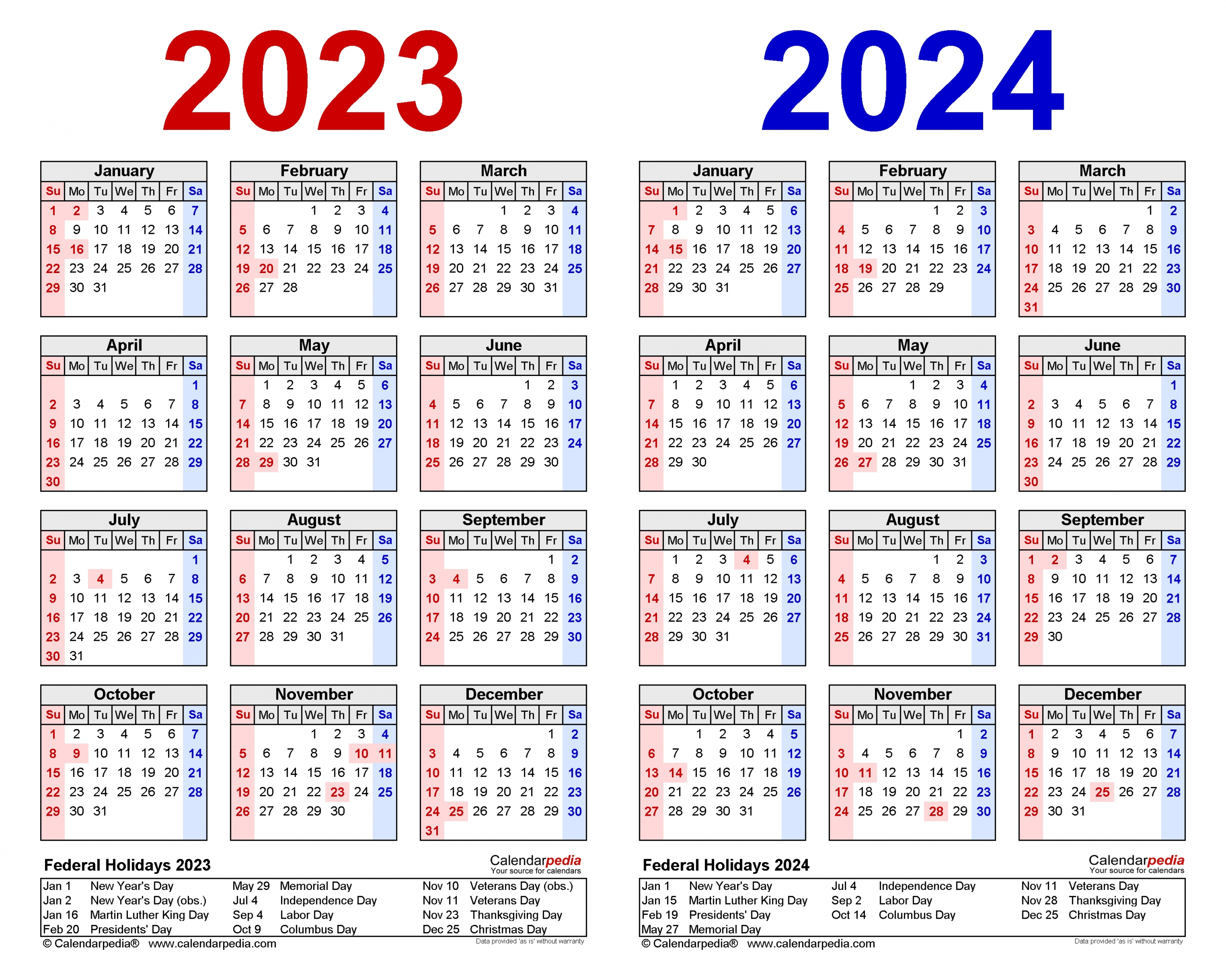 2023-2024 Two Year Calendar - Free Printable Pdf Templates