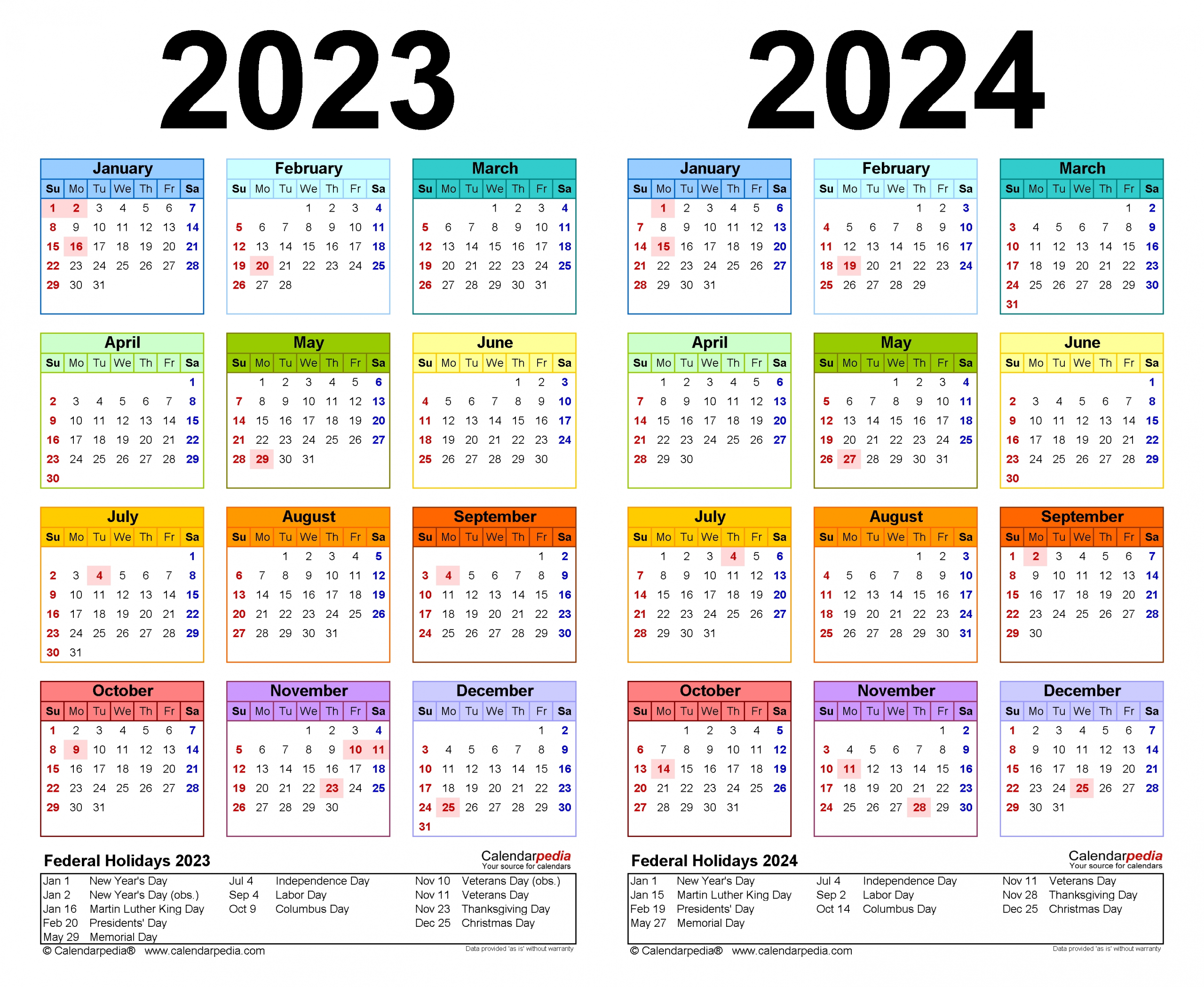 2023-2024 Two Year Calendar - Free Printable Pdf Templates