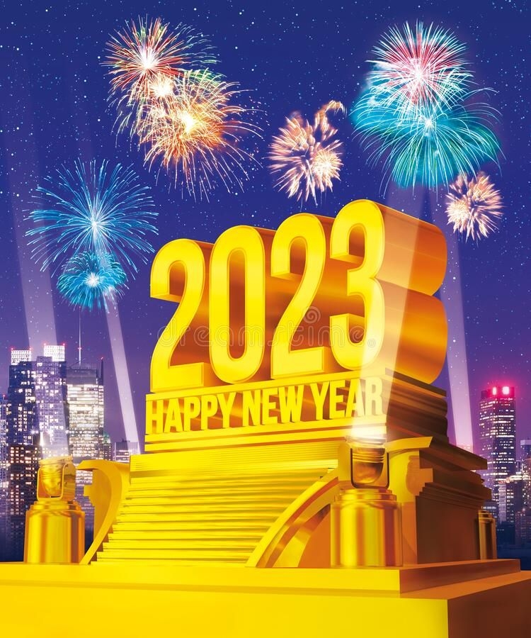 2023 Golden Bold Letters 3D-Illustration Stock