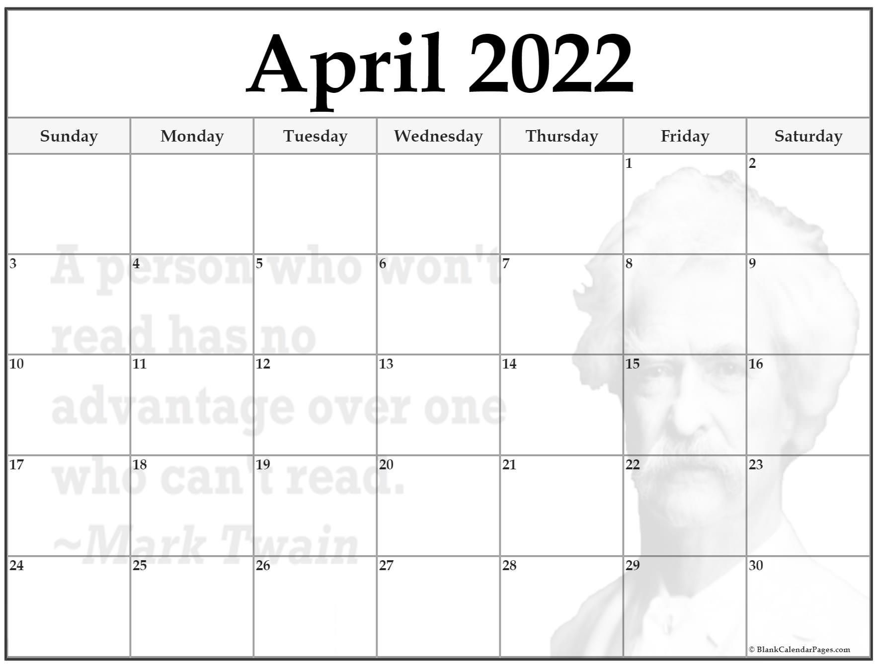 24+ April 2022 Quote Calendars