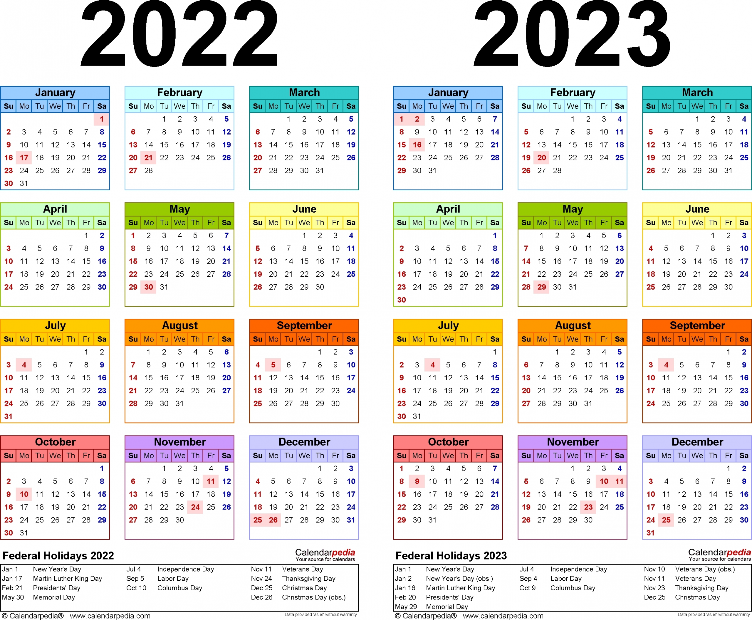 3 Year Calendar 2022 To 2024 | Month Calendar Printable