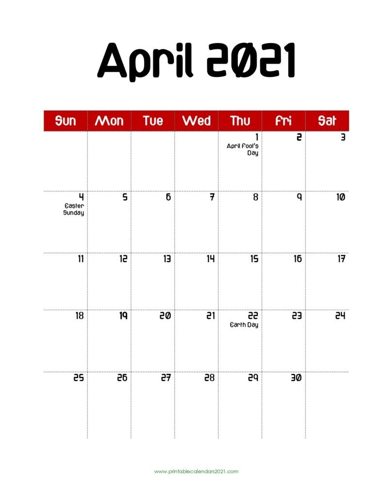 65+ April 2021 Calendar Printable With Holidays, Blank