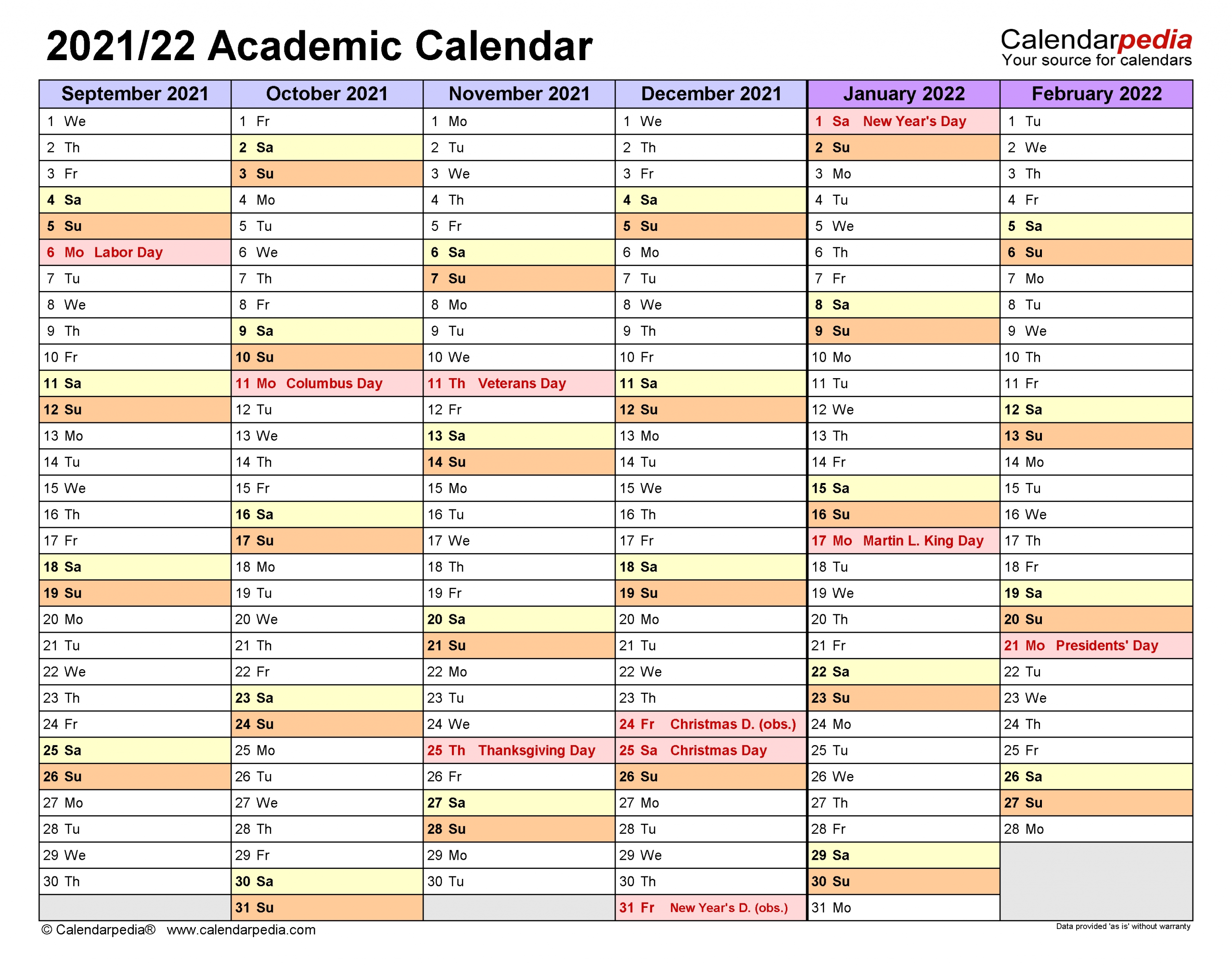 Academic Calendar 2021 22 | Printable Calendars 2021