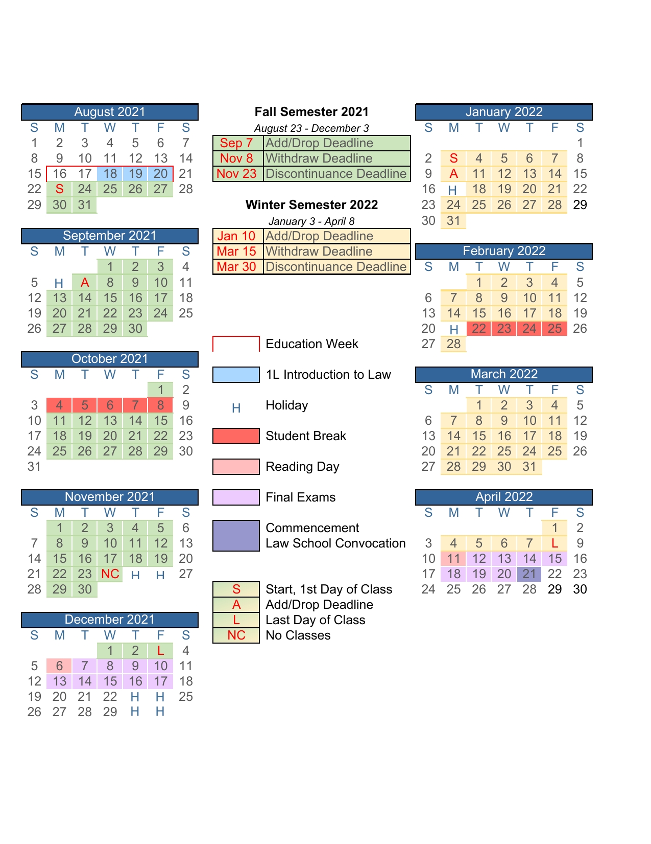 Academic Calendar - Byu J. Reuben Clark Law School