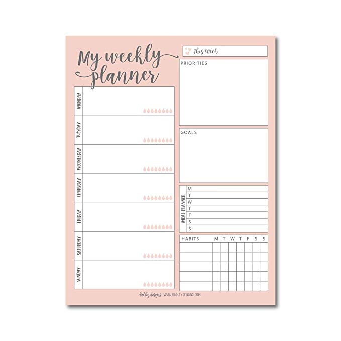 Amazon : Pink Undated Weekly Family Calendar Planner