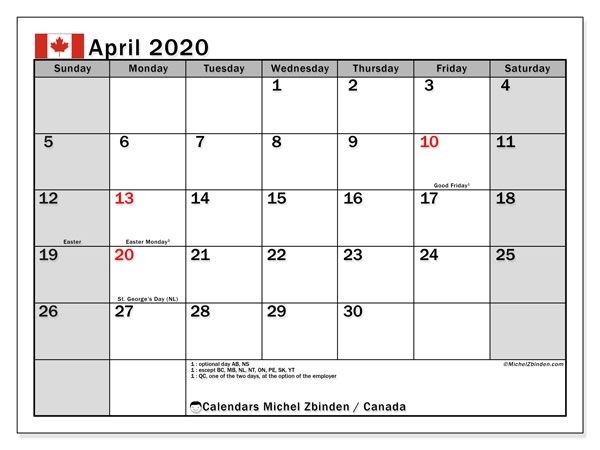 April 2020 Calendar | Calvert Giving