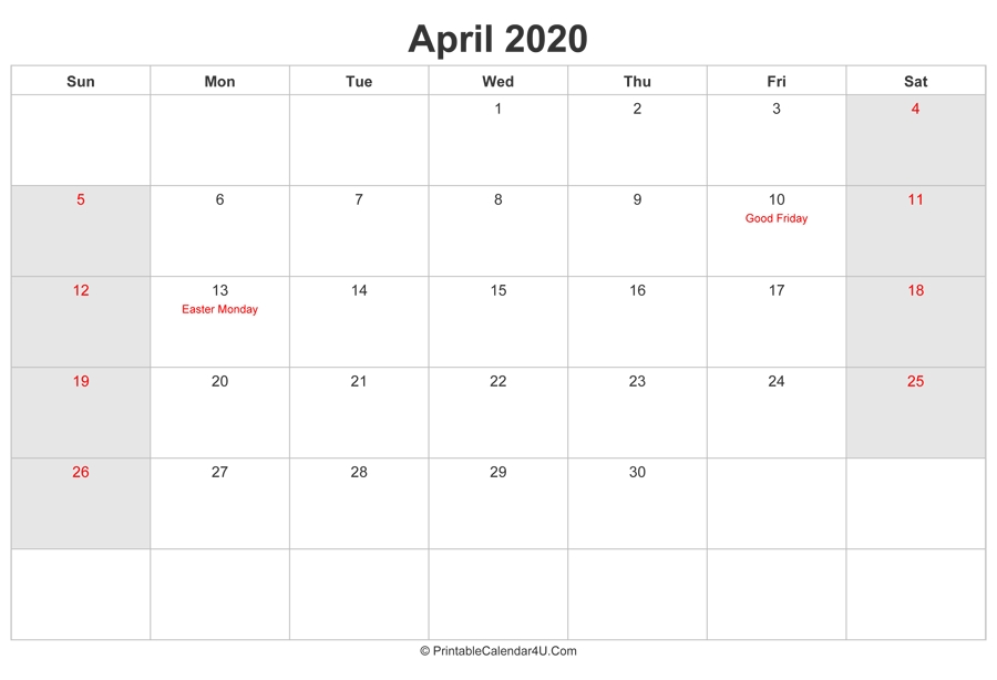 Best April 2022 Calendar Easter