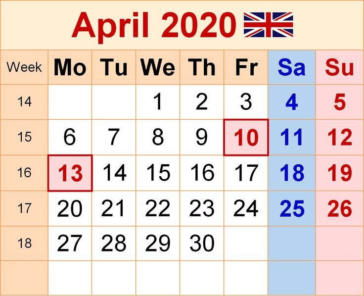 Perfect April 2022 Calendar With Holidays Uk