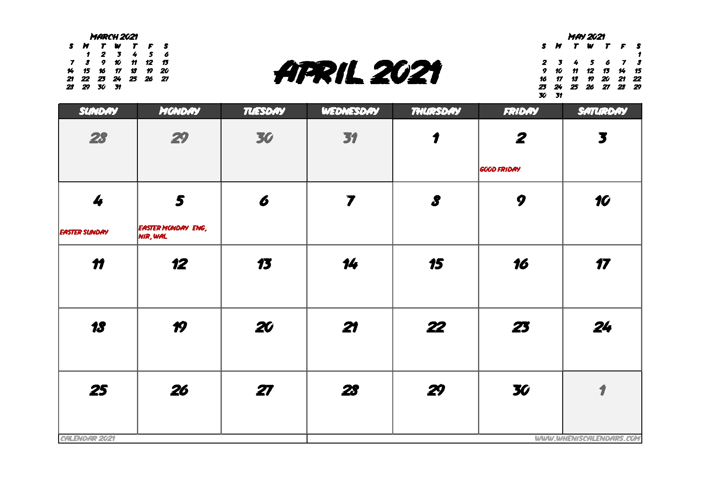 April 2021 Calendar Uk With Holidays In 2020 | Calendar Uk