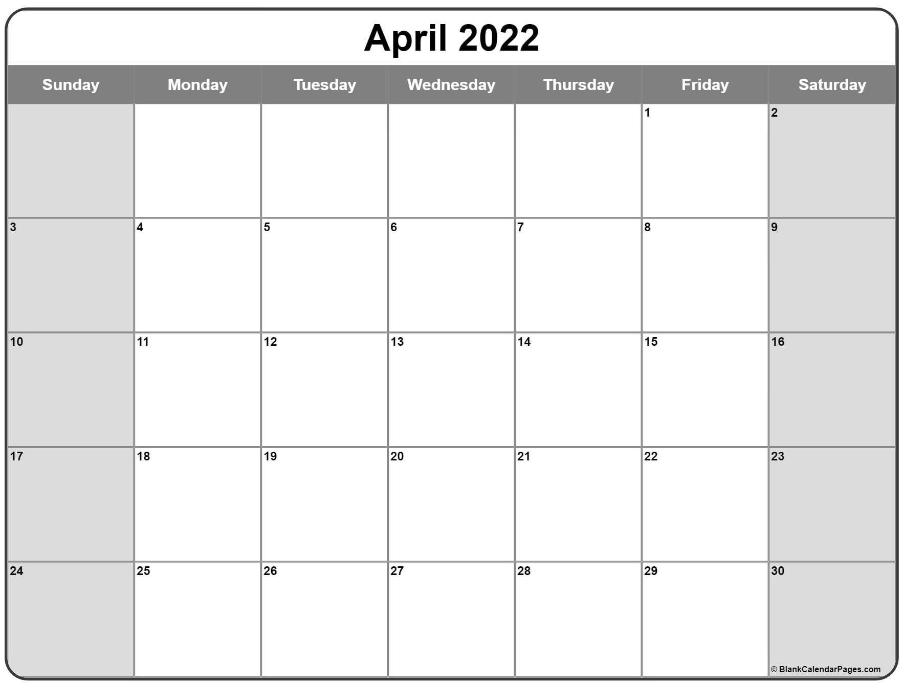 April 2022 Calendar | Free Printable Calendar Templates