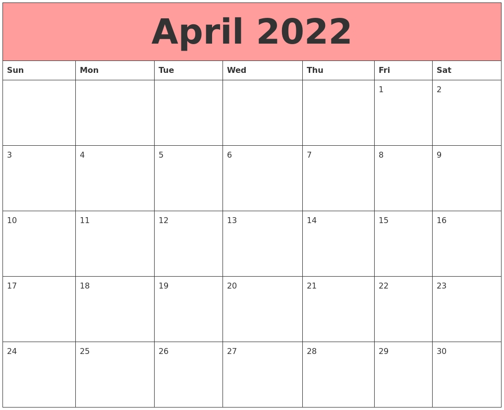 April 2022 Calendars That Work