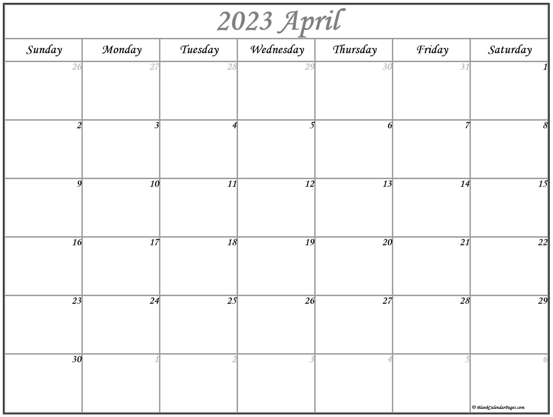 April 2023 Calendar | Free Printable Calendar