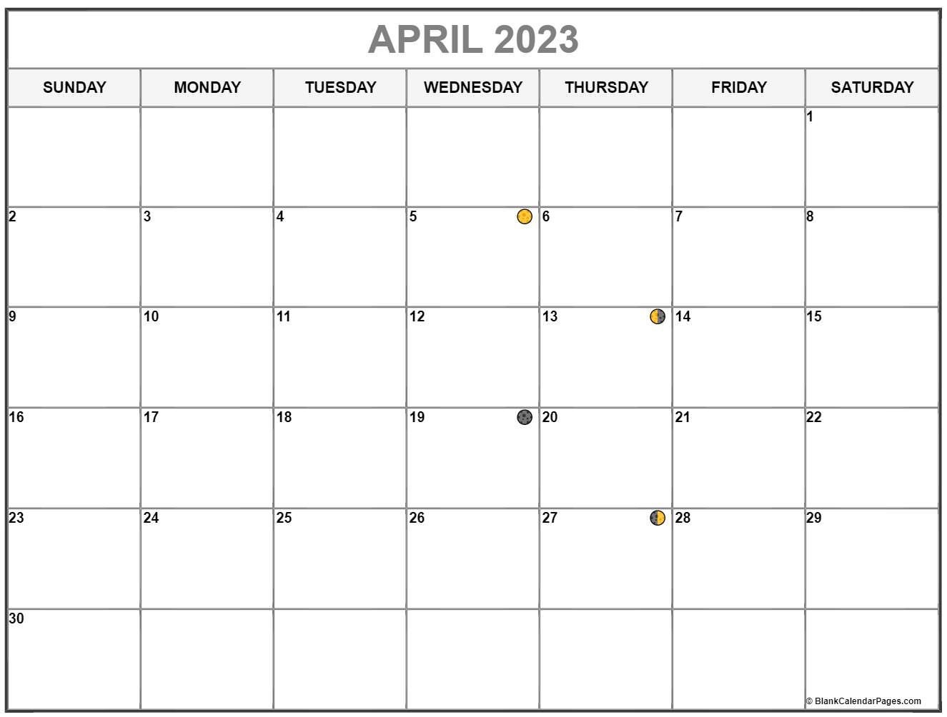 April 2023 Lunar Calendar | Moon Phase Calendar