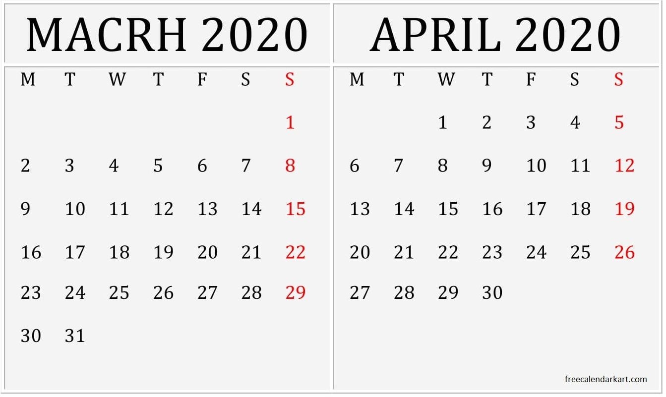 April 3 2020 Calendar | Free Printable Calendar